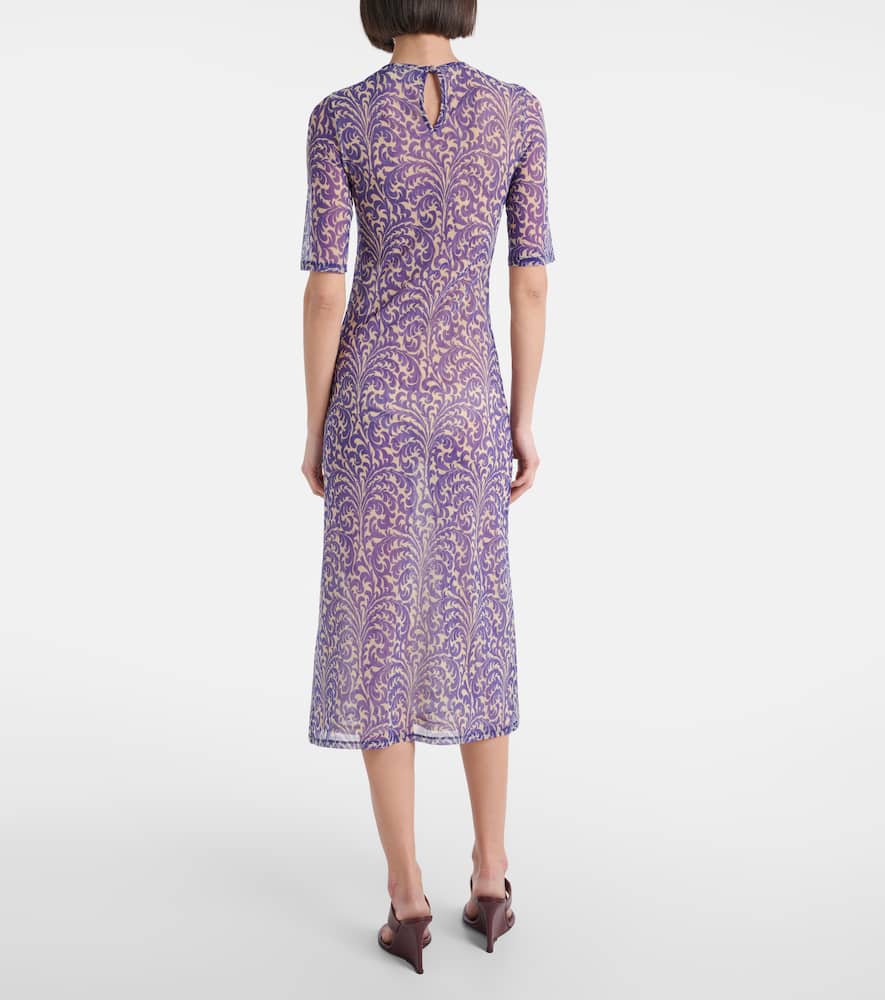 Printed mesh midi dress