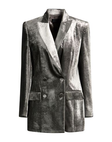 Woman Blazer Silver Size 10 Viscose, Silk