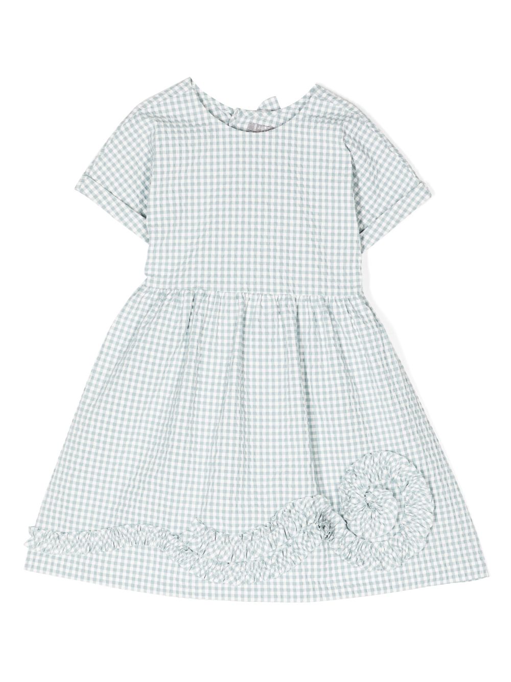 Appliqué-detail check-pattern dress - Green