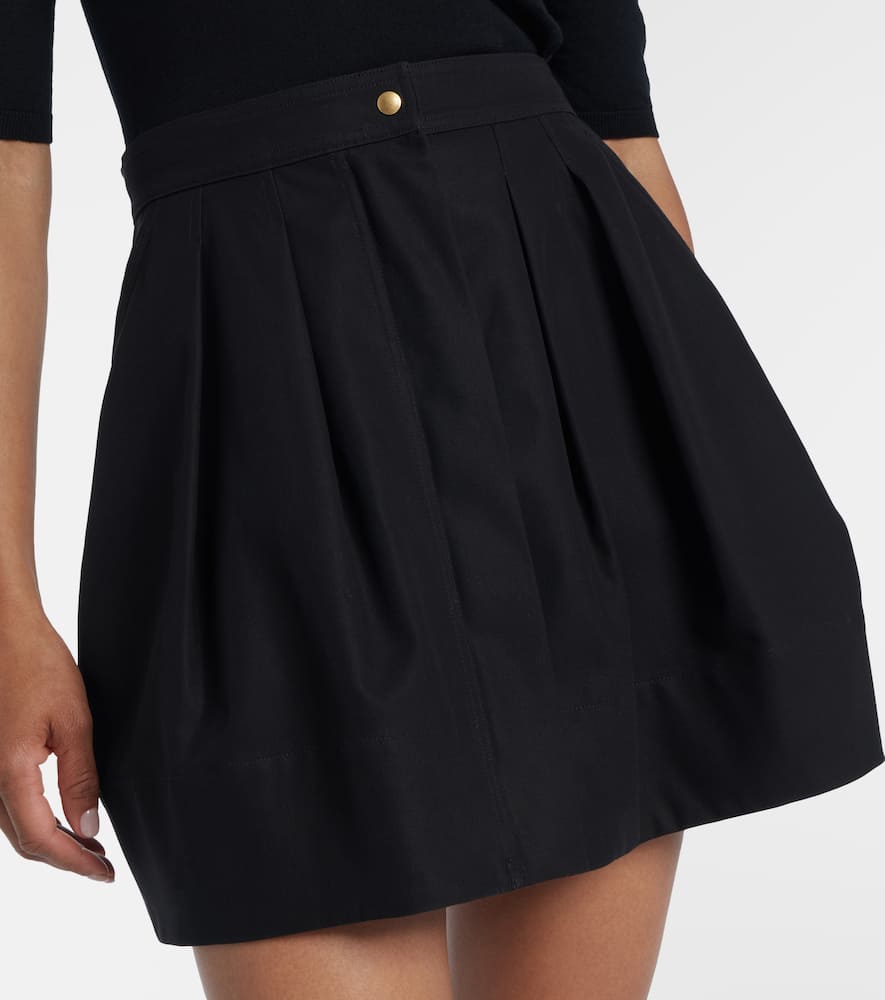 Pleated cotton twill miniskirt