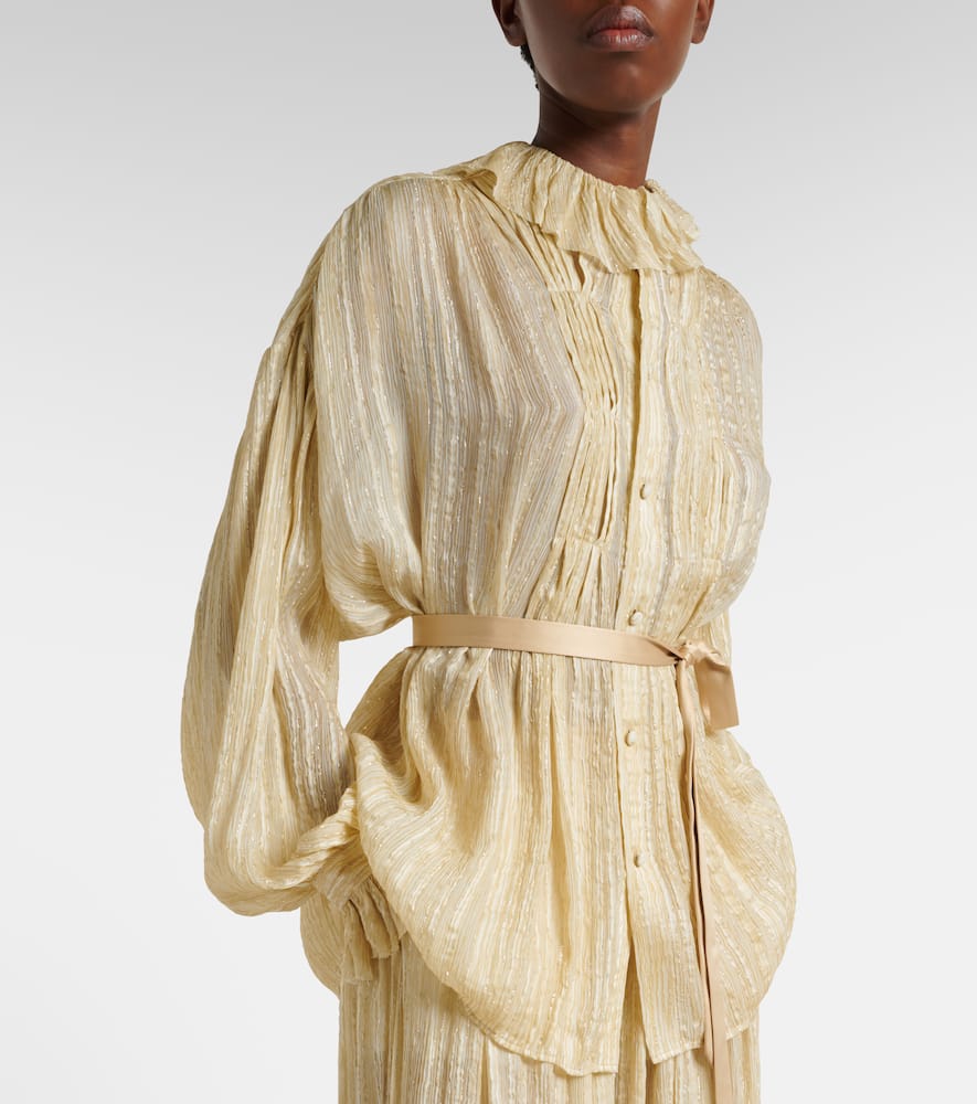 Pleated silk-blend blouse