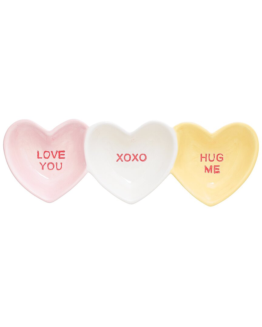 Set Of 2 Candy Hearts 3-Section Candy Trays