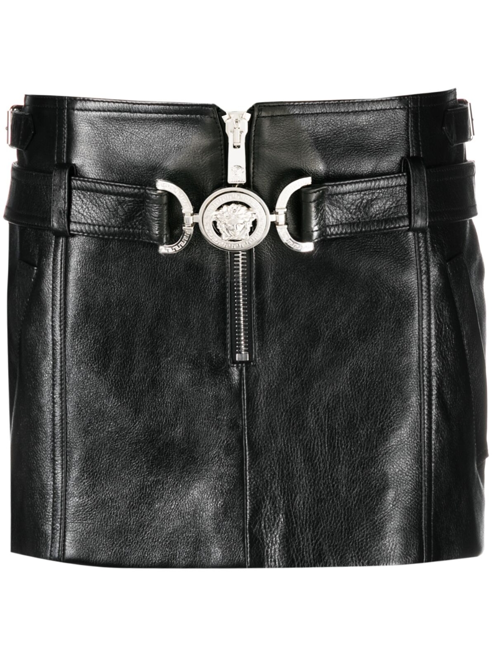 Medusa leather mini skirt - Black