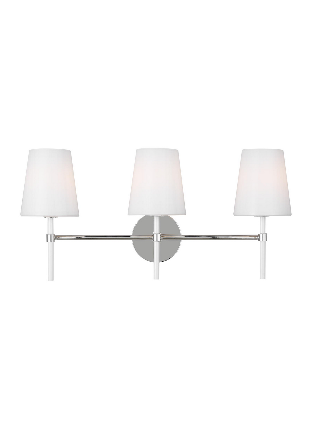 Visual Comfort Studio Monroe 3-Light Bathroom Vanity Light in Polished Nickel And Gloss White by Kate Spade New York