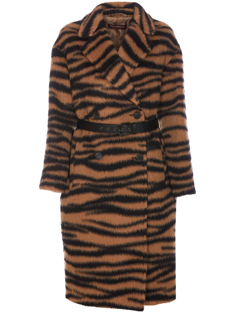 Tiger-print coat - Brown