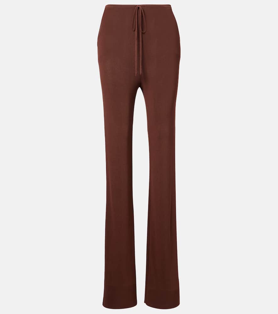 Ribbed-knit flared pants