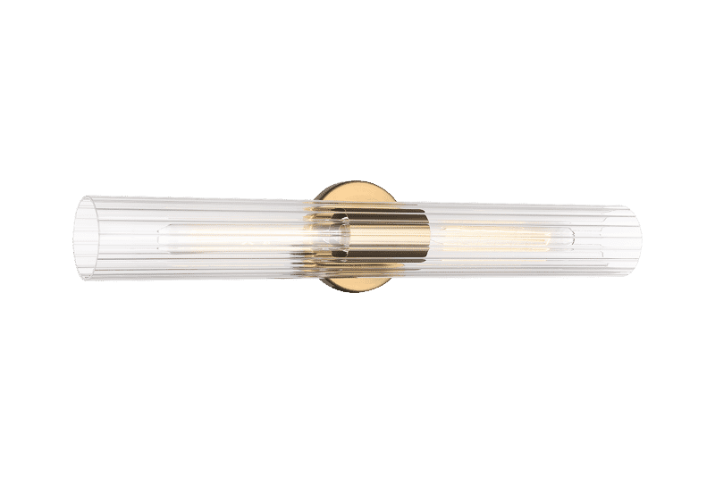 Aged Gold Brass Two Light Wall Sconce from the Odette Collection