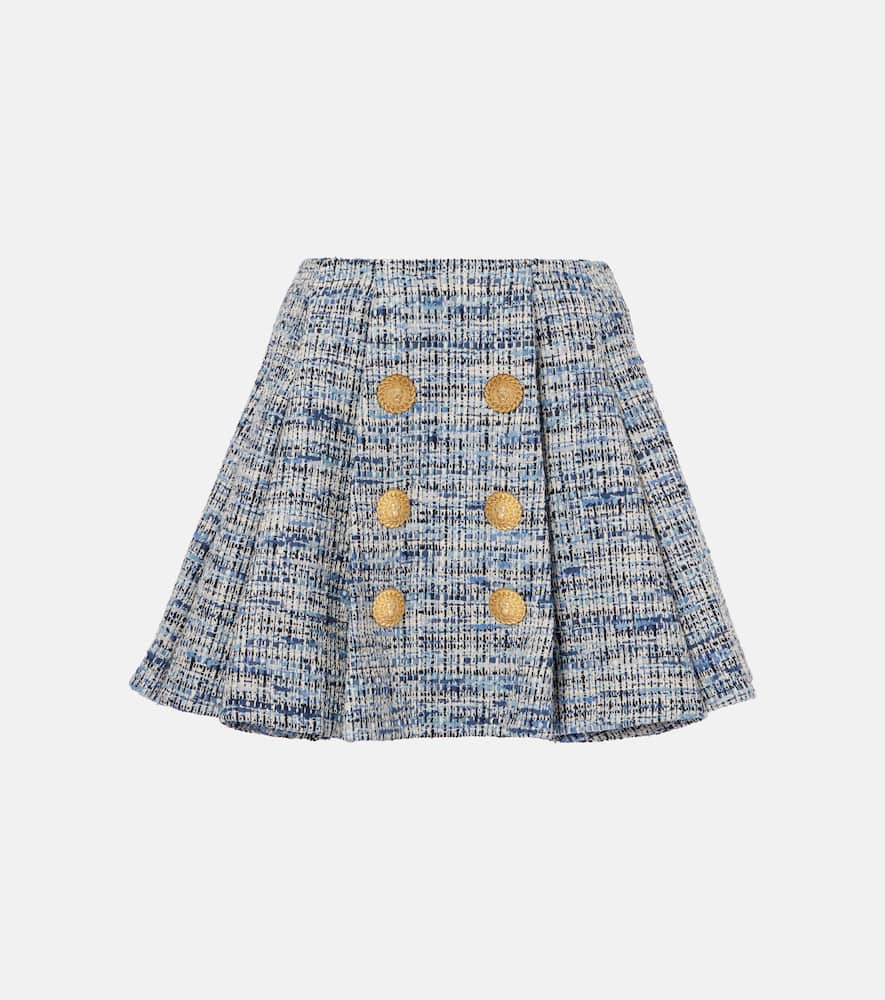 Space-dyed cotton-blend miniskirt
