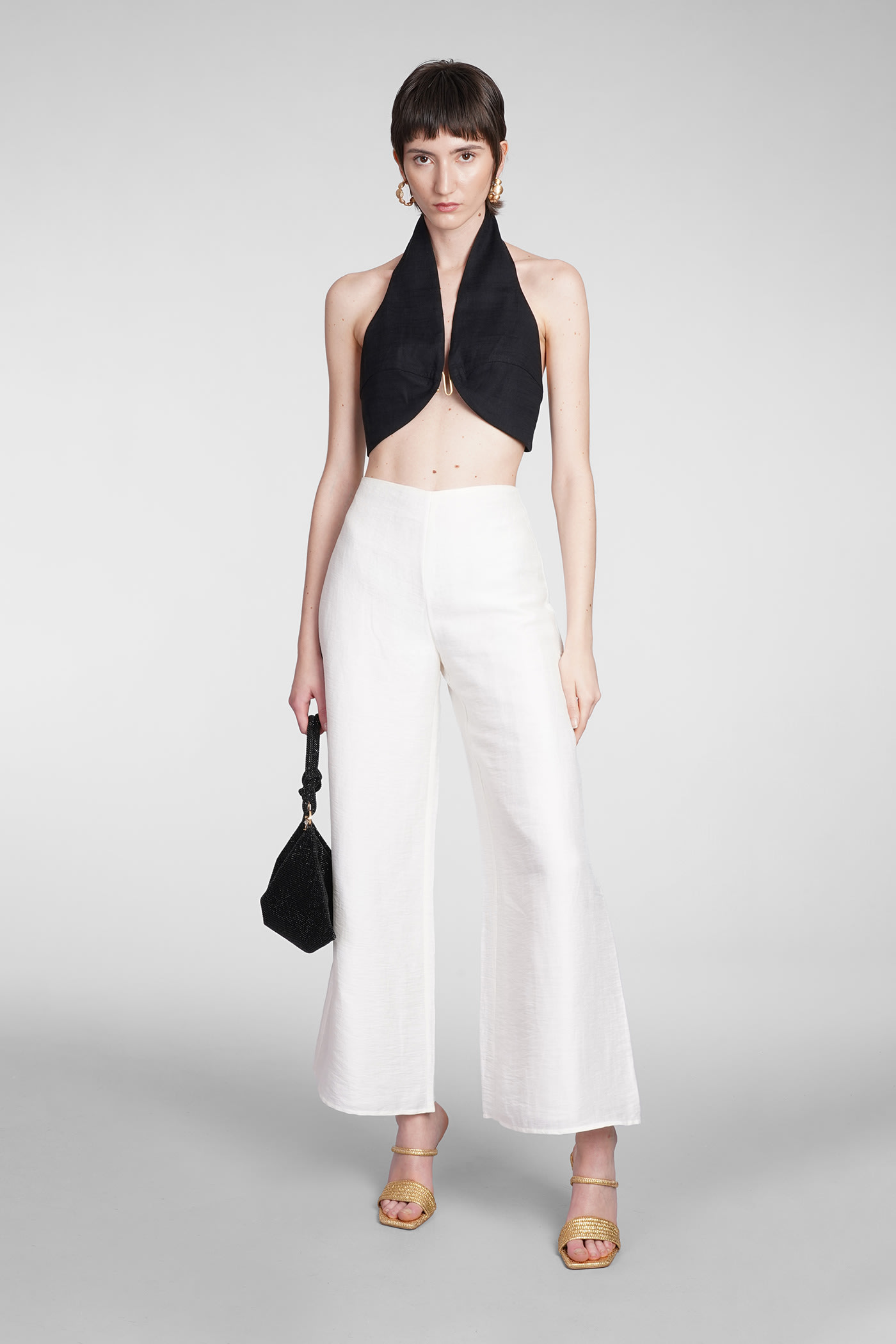 Diem Top Topwear In Black Linen