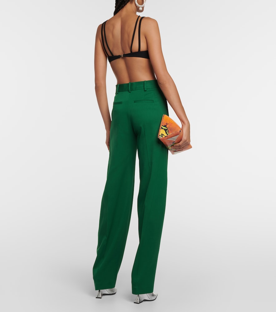 Wide-leg wool-blend pants