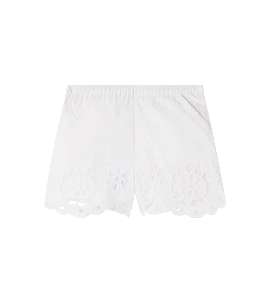 Awaken embroidered scalloped cotton shorts