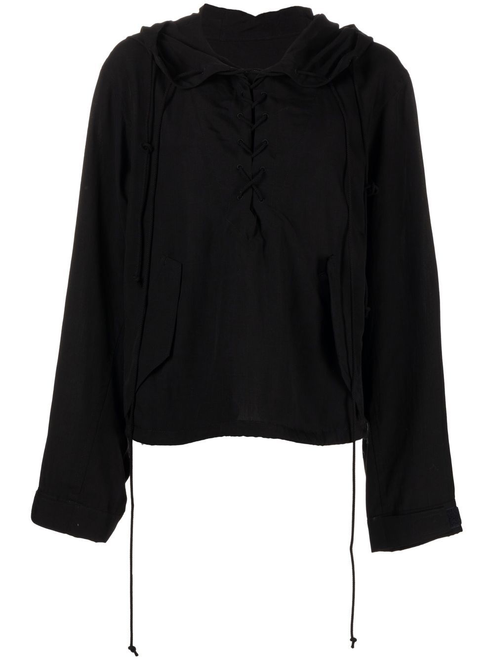 Lace-up hoodie - Black