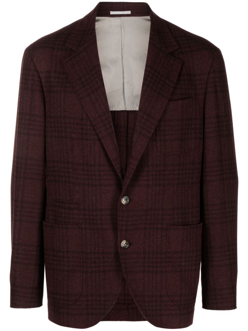 Single-breasted tartan frieze blazer - Red