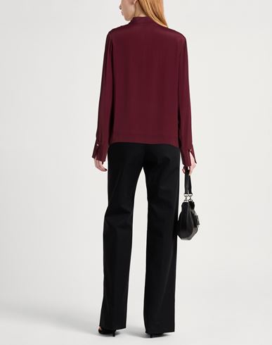 Woman Top Burgundy Size 12 Acetate, Silk