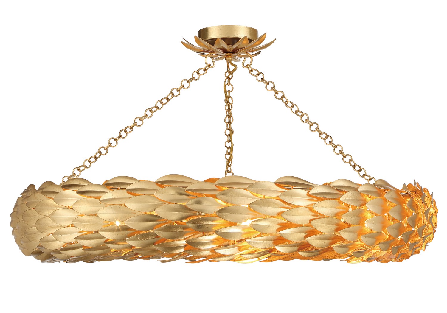 Broche 8-Light Semi-Flush Mount in Antique Gold