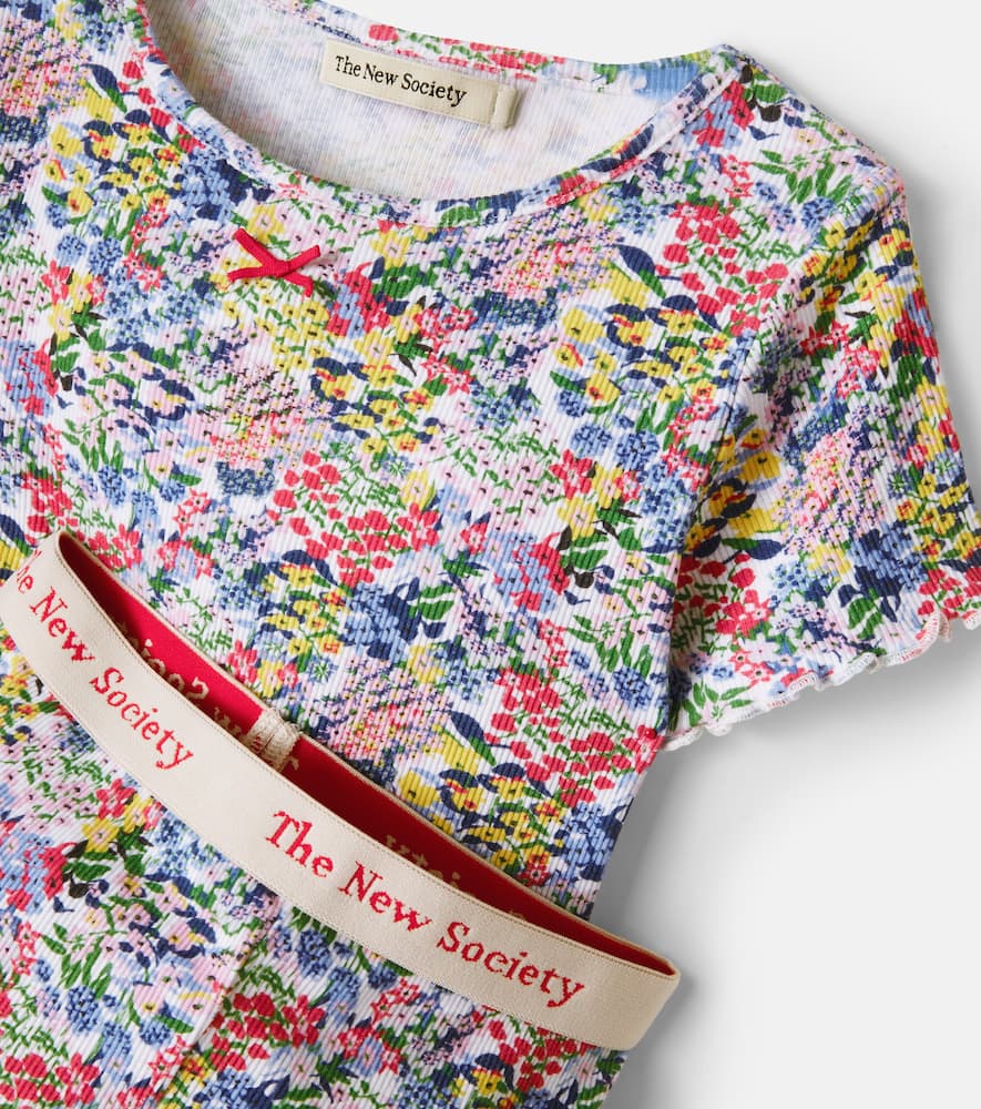 Floral cotton T-shirt and shorts set