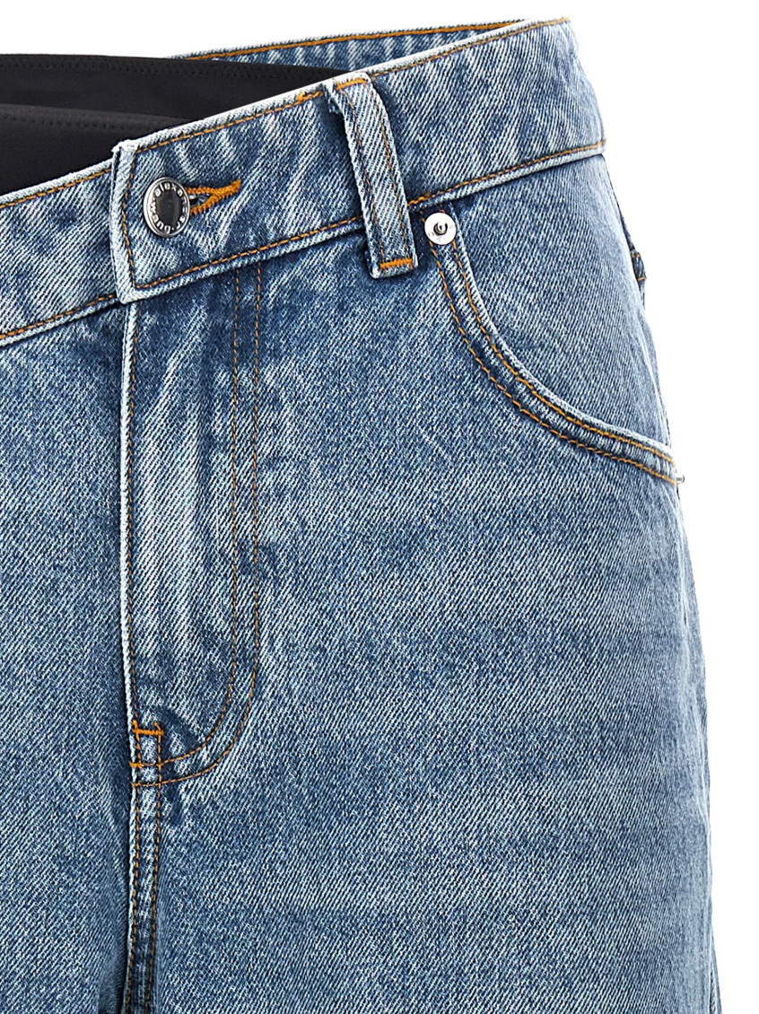 Bikini-layered straight jeans - Blue