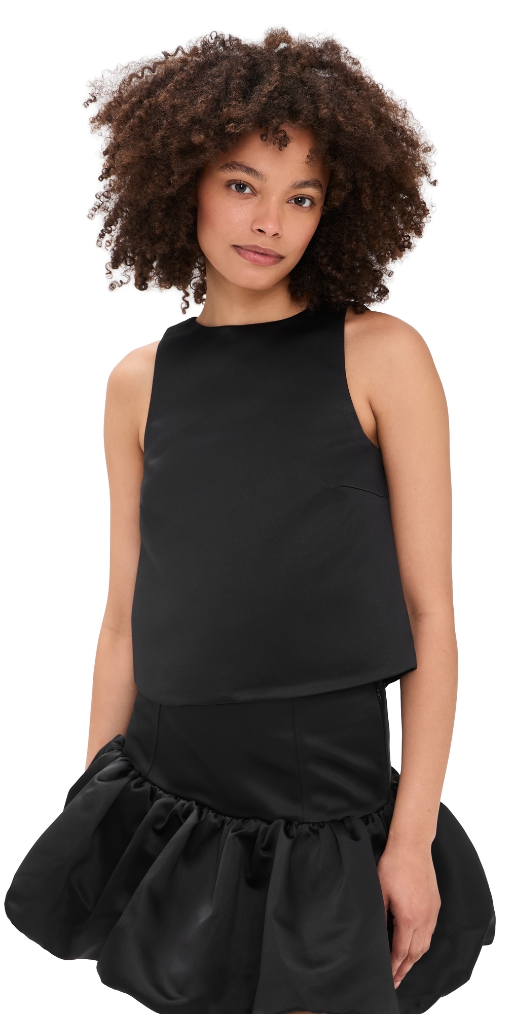 Duchesse Satin Crossover Open Back Top Black