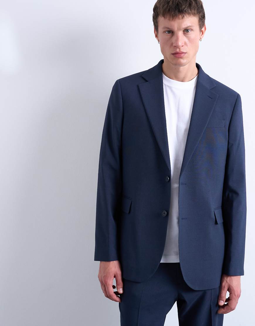 Relaxed wool touch suit jacket in navy