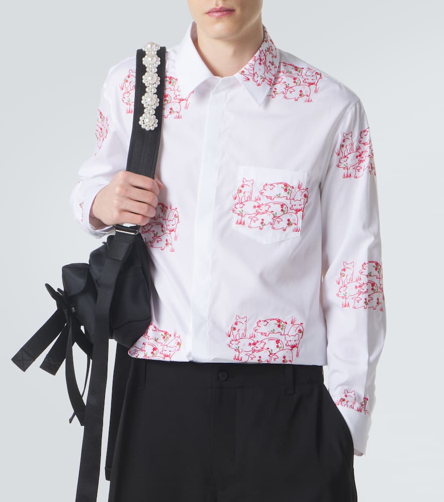 Embroidered cotton poplin shirt