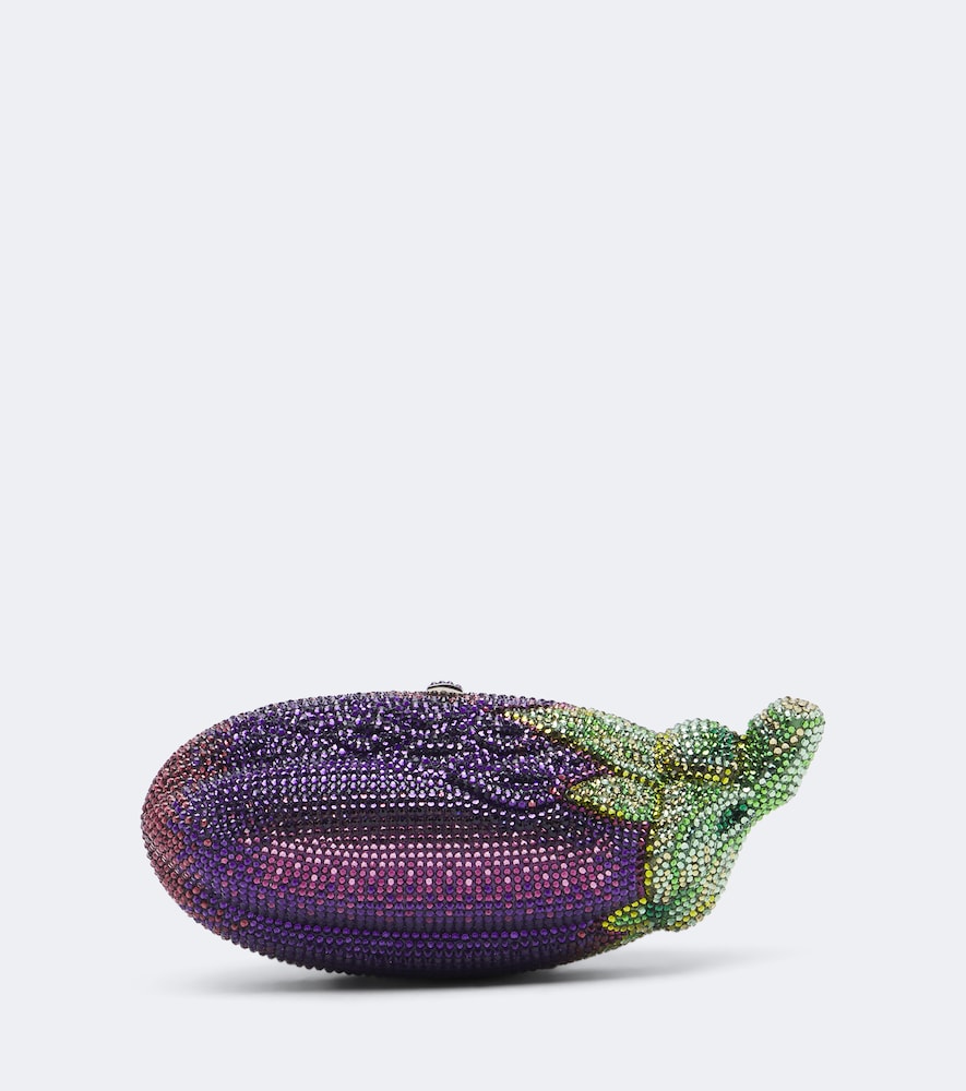 Eggplant crystal-embellished clutch