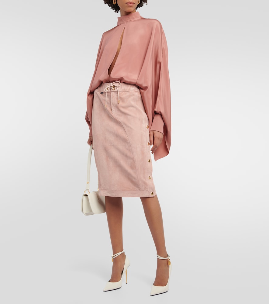 Plonge leather midi skirt