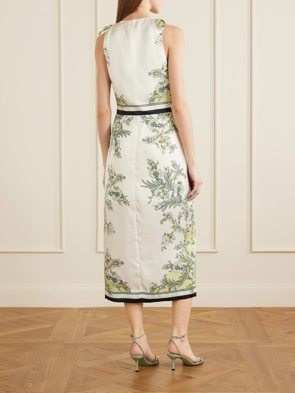 Kaliza Twisted Floral-print Twill Midi Dress - Green