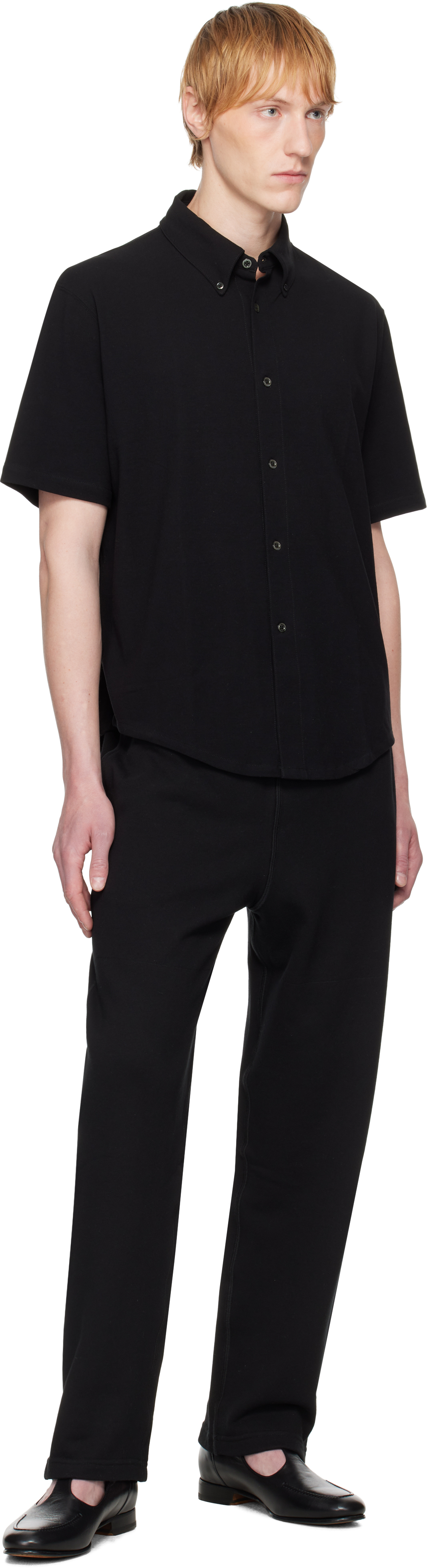 Lady White Co. Black S/S Piqué Button Down Shirt
