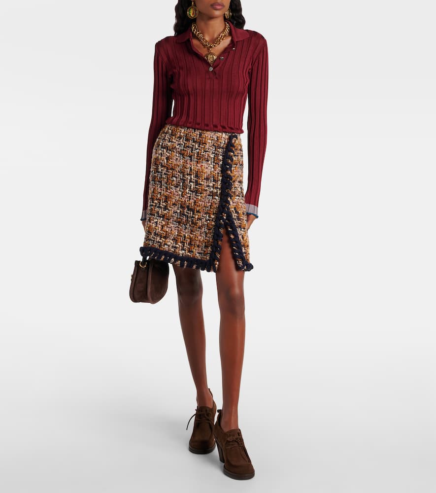 Wool, mohair, and cotton-blend miniskirt