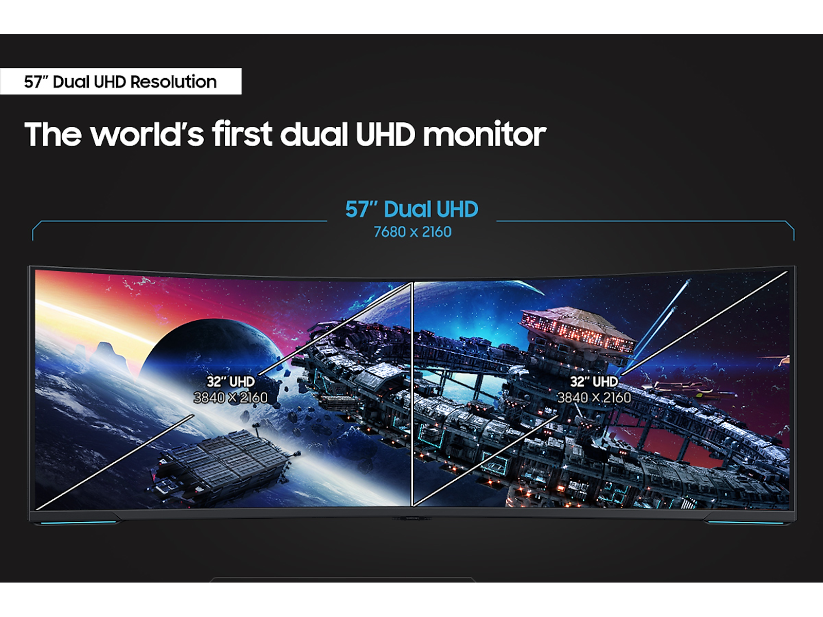 57" Odyssey Neo G9 Dual 4K UHD Quantum Mini-LED 240Hz 1ms in black (GtG) HDR 1000 Curved Gaming Monitor(LS57CG952NNXZA)