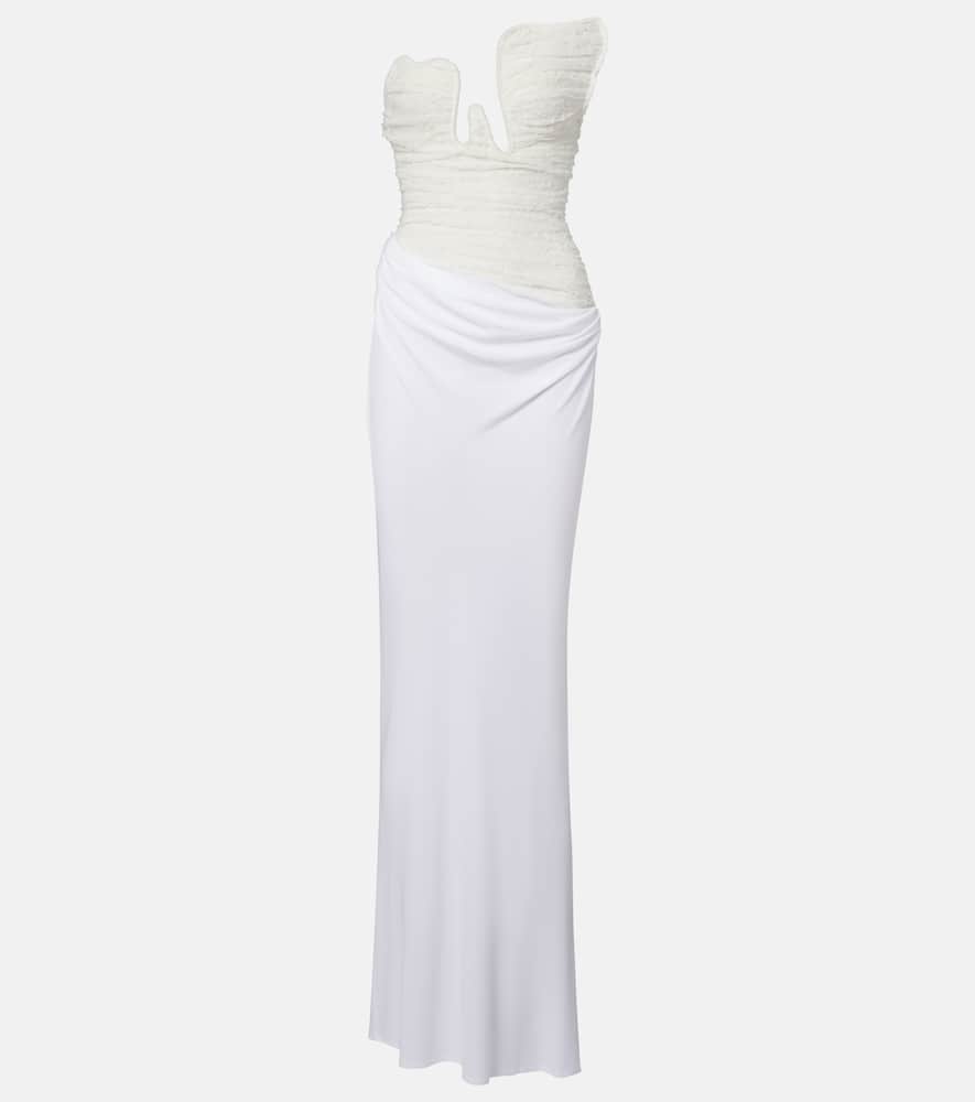 Salacia ruched lace and jersey gown