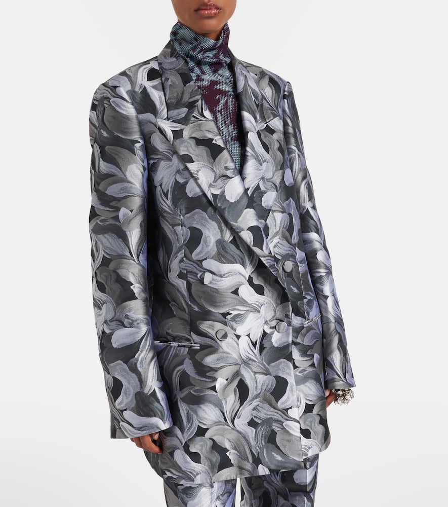 Double-breasted jacquard blazer