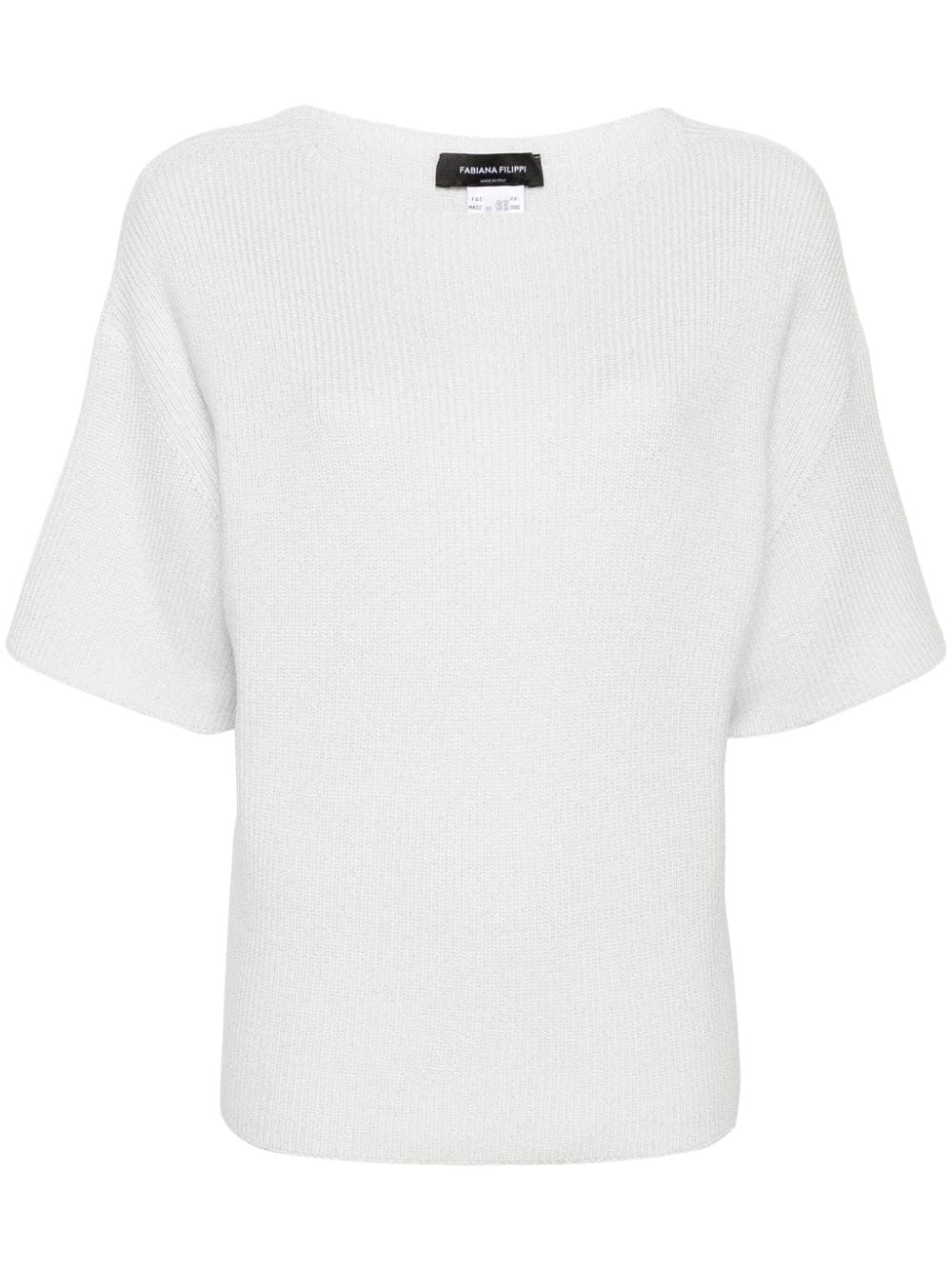 Lurex-Detail Chunky Knit Sweater — White