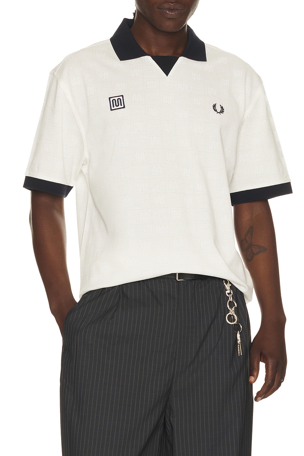 Fred Perry x Meyba Printed Polo in Ecru - White. S also in M, L, XL/1X