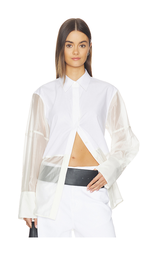 Helmut Lang Combo Long Sleeve Shirt in White & Soft White - White. XS also in S