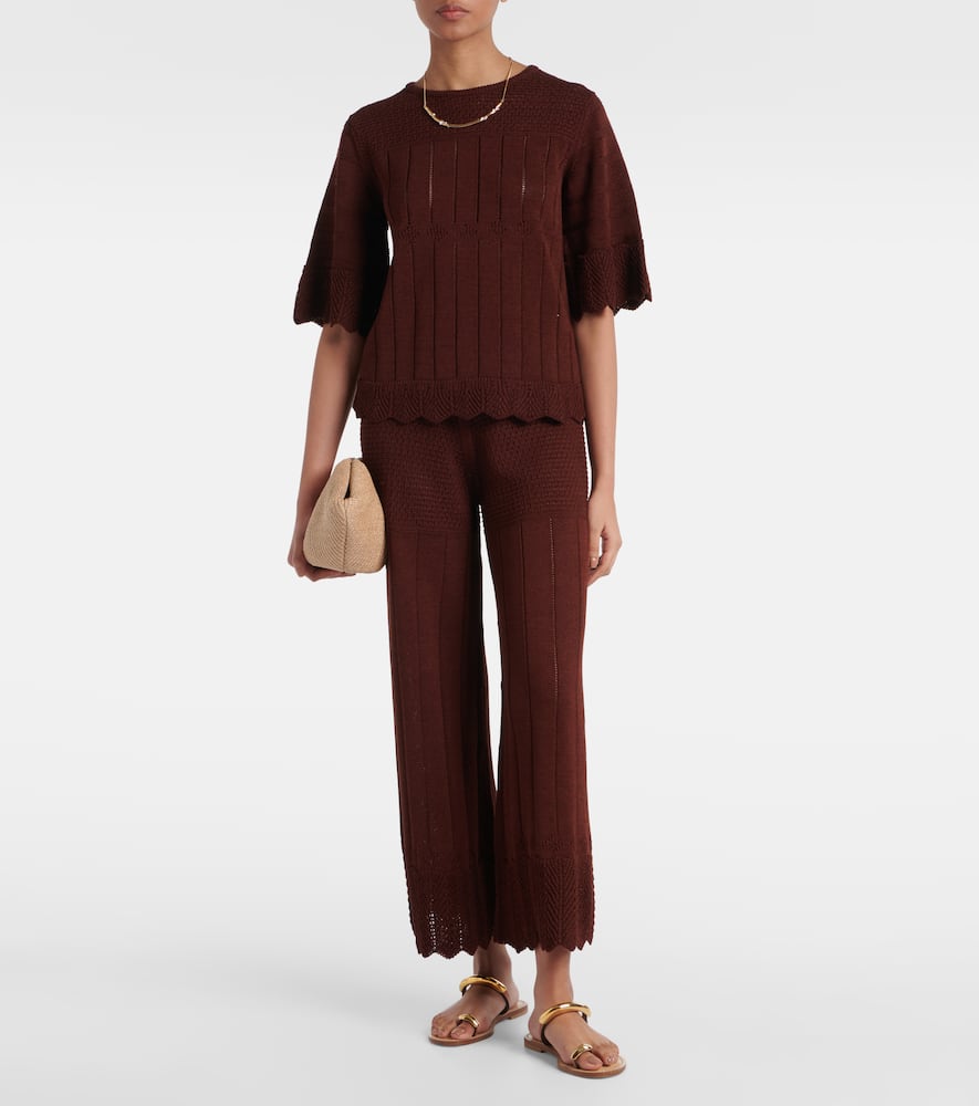 Récit open-knit cotton-blend wide-leg pants