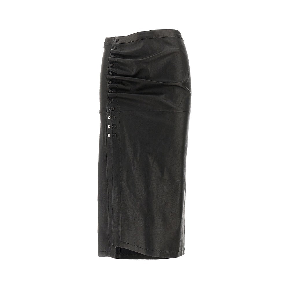 RABANNE Draped leather midi skirt Woman 40