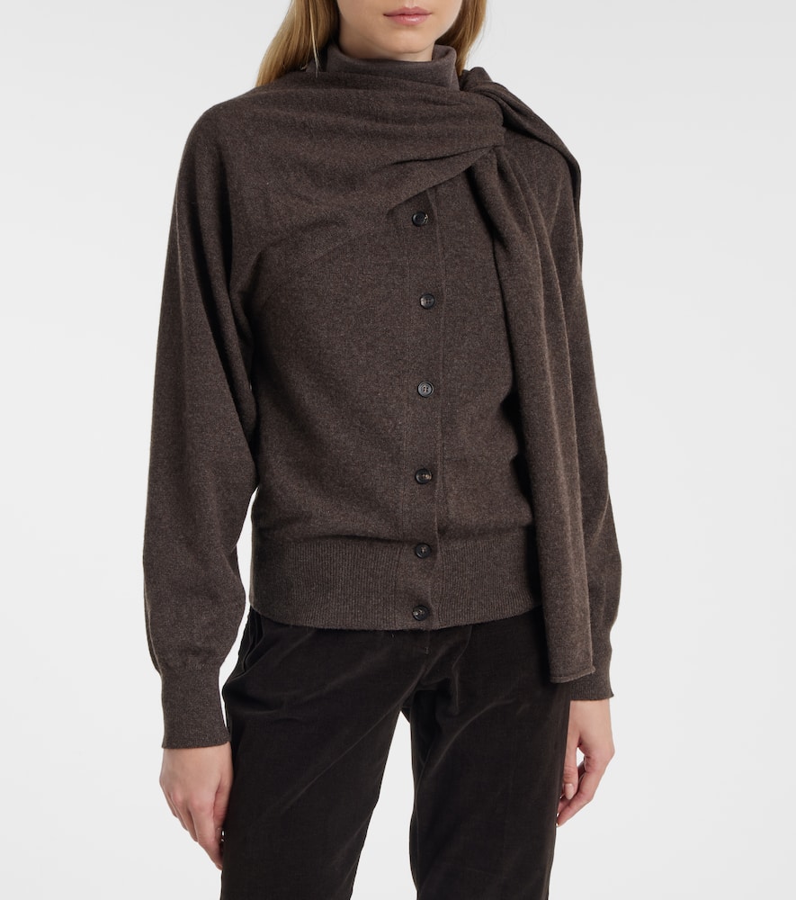 Draped cashmere cardigan