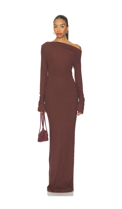 SNDYS Reyna Maxi Dress in Chocolate. XXS. Also in L, M, S