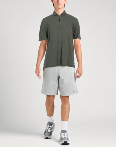 Boglioli Man Polo shirt Military green Size L Cotton, Linen