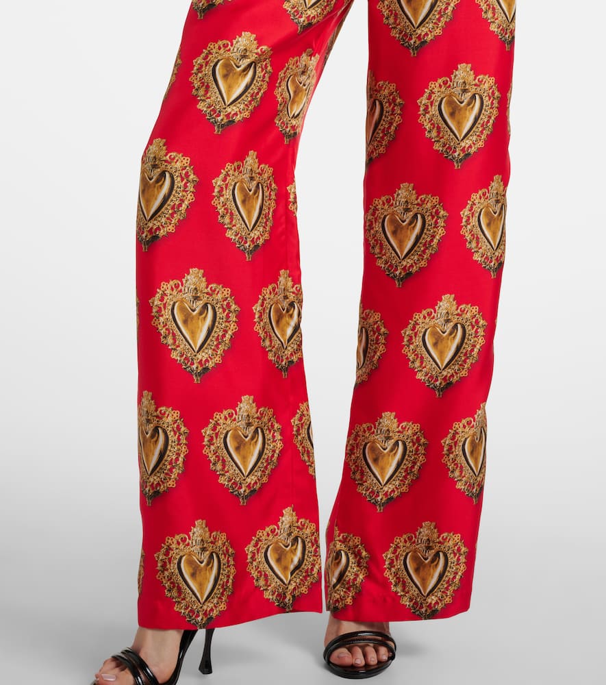Printed high-rise silk palazzo pants