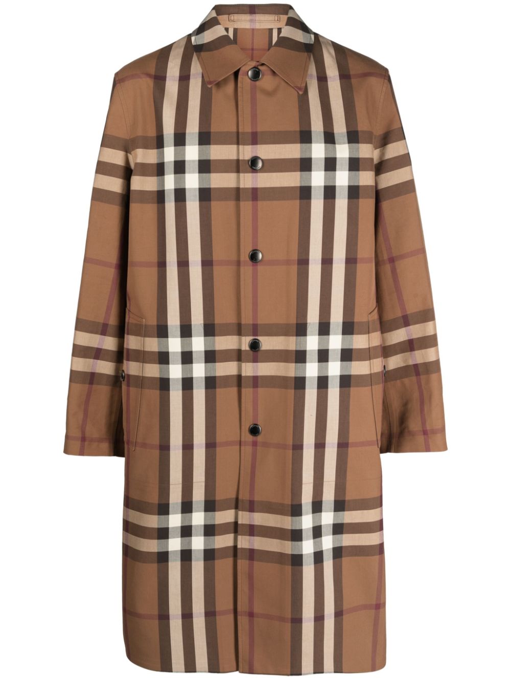 Reversible Trench Coat With Check Motif