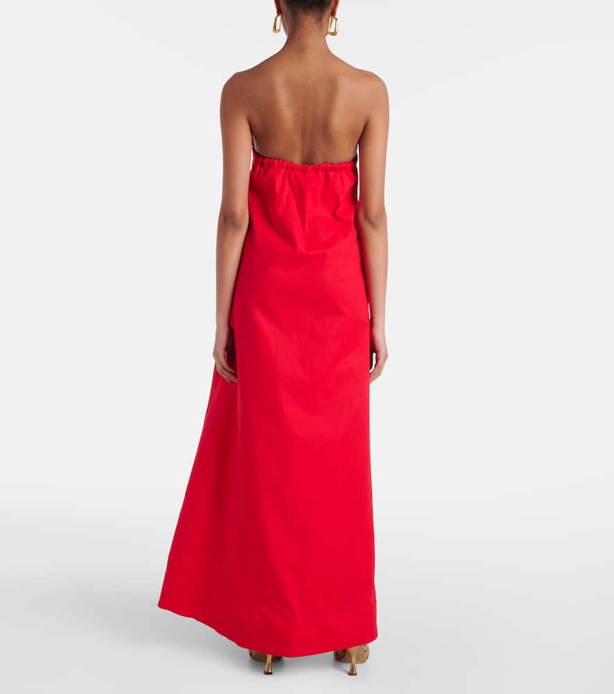 Bow-detail cotton-blend maxi dress