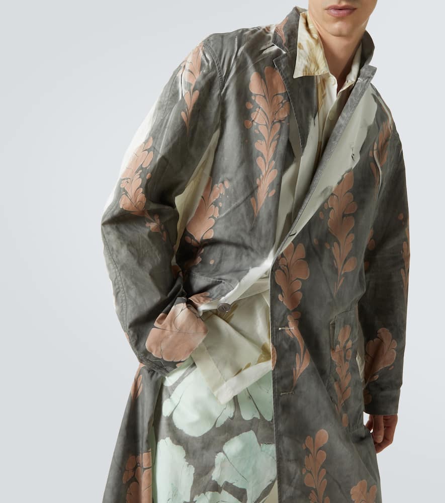 Printed double-breasted cotton coat