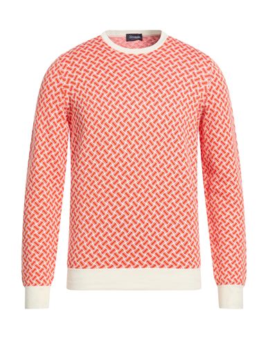 Man Sweater Orange Size 36 Cotton, Linen, Polyester