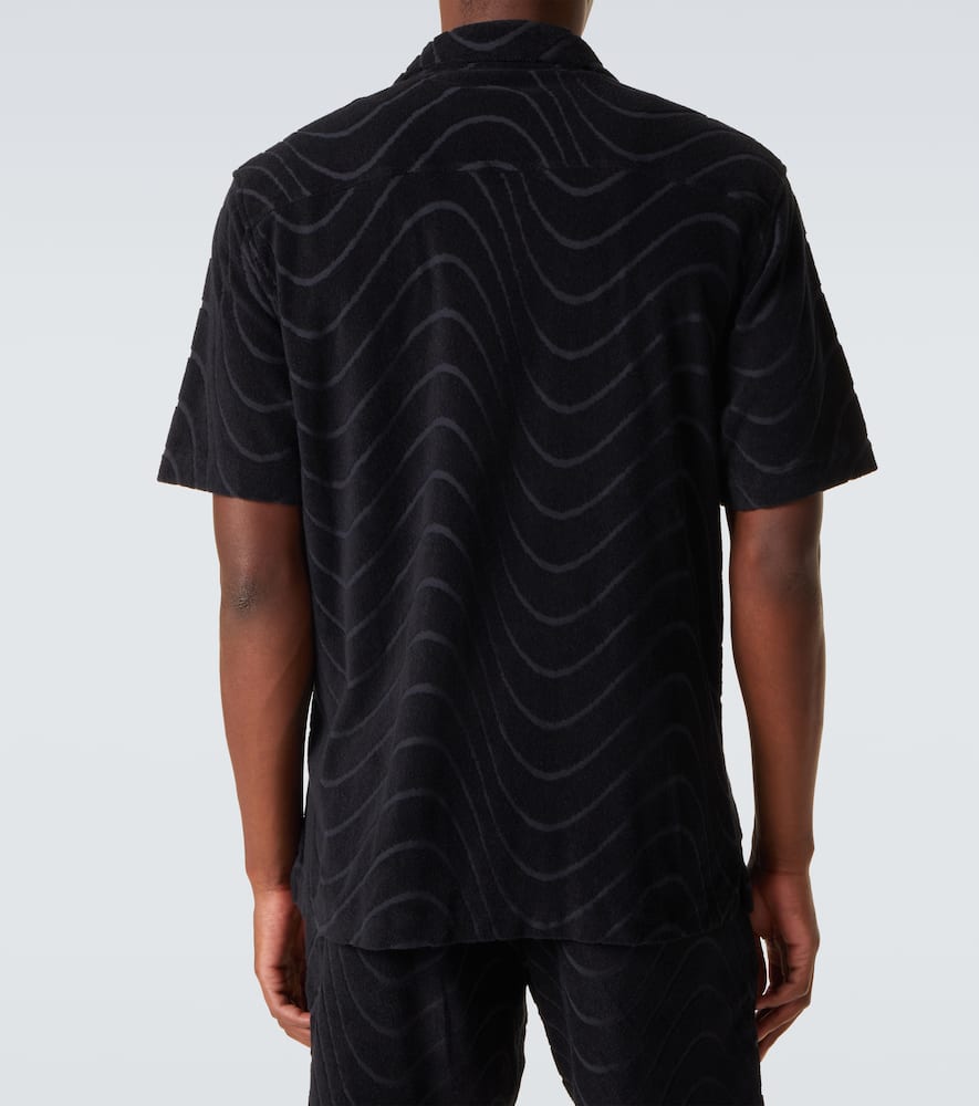 Embroidered cotton-blend terry shirt