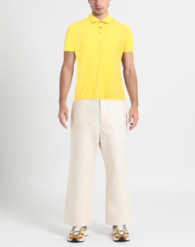 Man Polo shirt Yellow Size L Polyamide, Polyester, Elastane