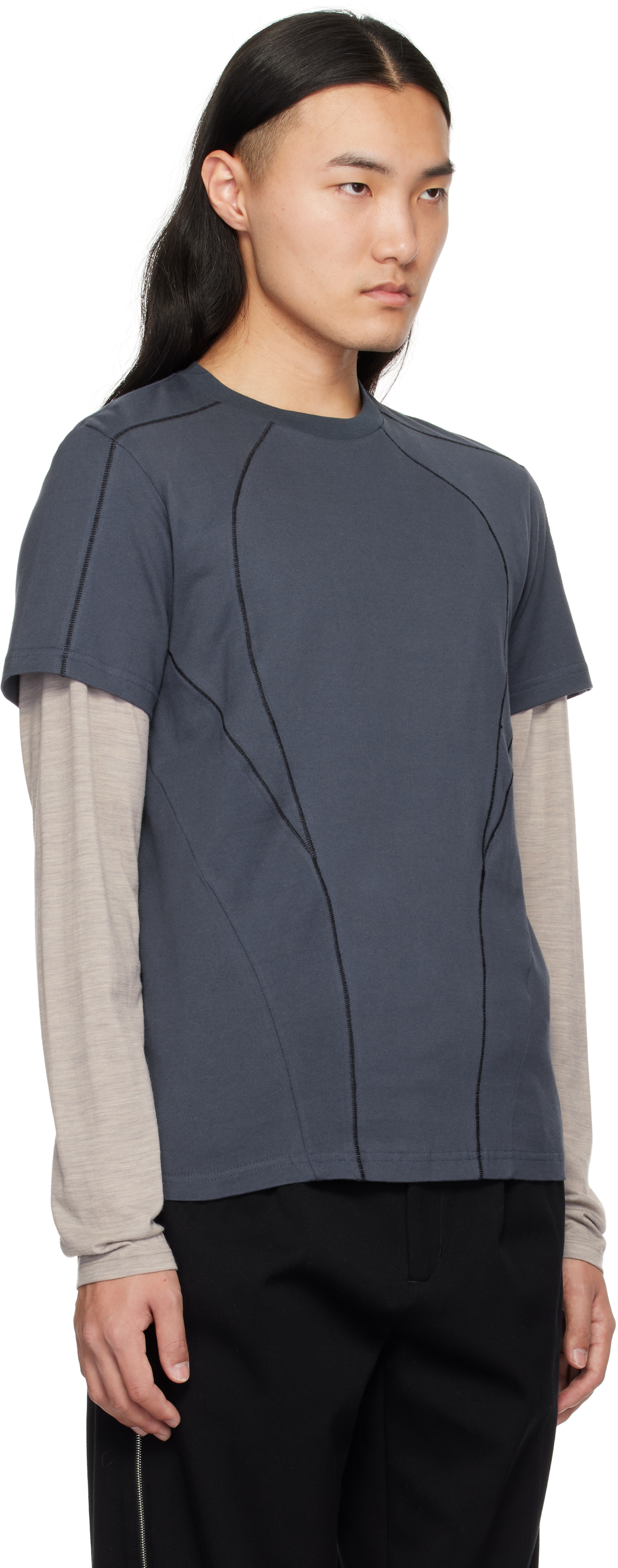 HYEIN SEO Blue Serger Stitch T-shirt