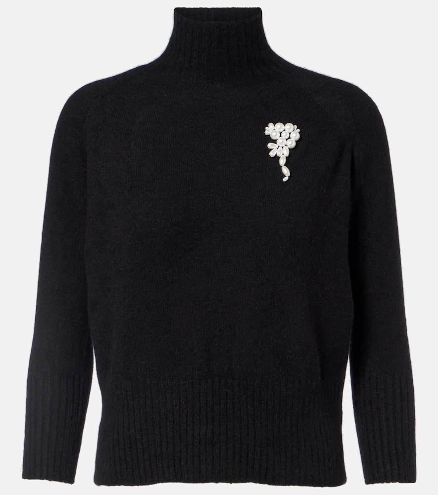 Embellished cashmere turtleneck sweater