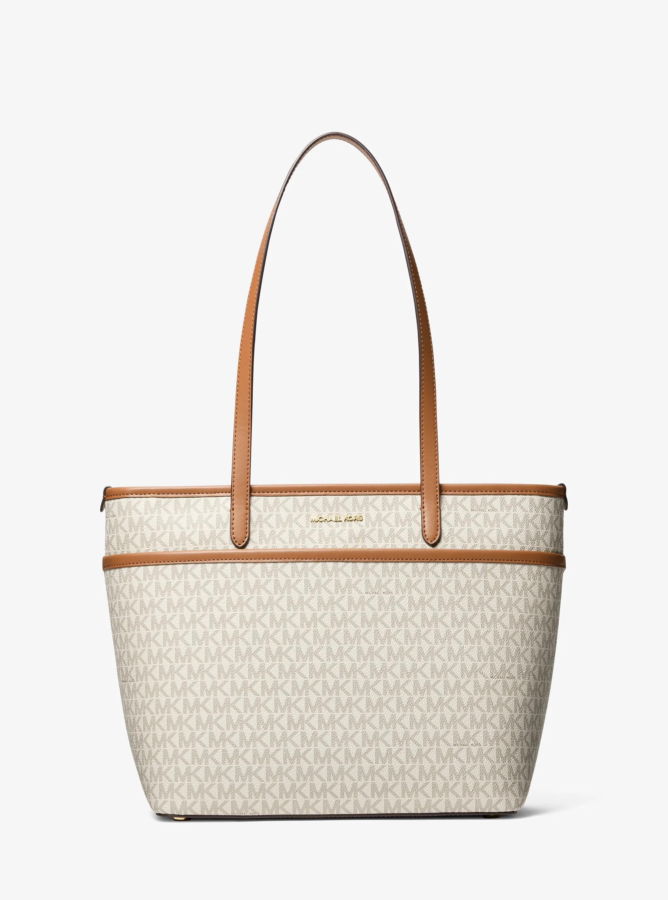 Michael Kors Marlowe Medium Signature Logo Pocket Tote Bag in Natural - One Size by